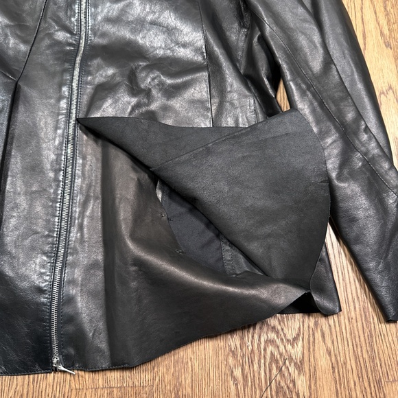 Marni Lambskin Lamb Leather Peplum Assymetrical Black Jacket Womens 40 - Picture 6 of 16